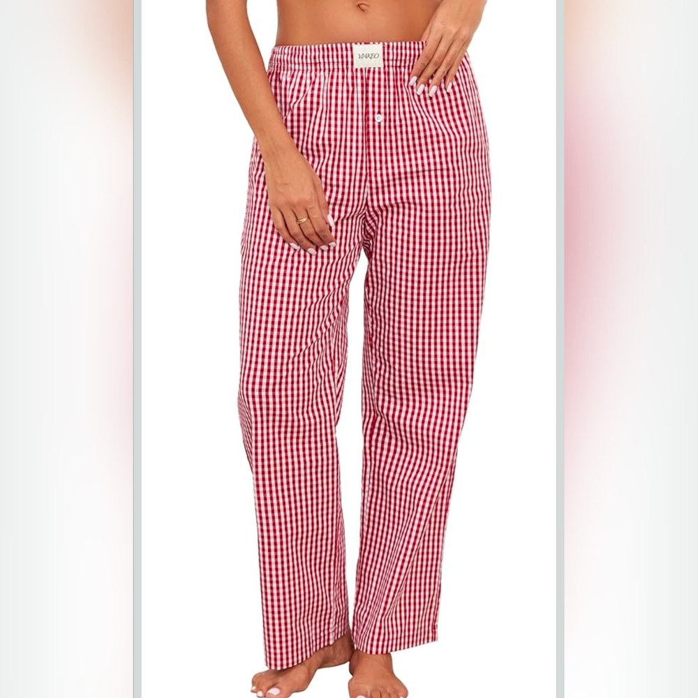 Pajama Pants Cotton Plaid Lounge Pants Y2K Pj Bottoms Drawstring Sleepwear
